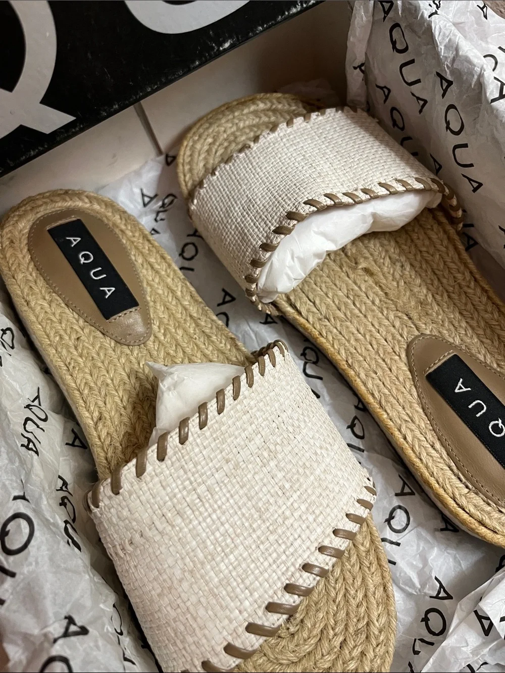 NEW Aqua Rafia Espadrille Slide Womens size US 6.5